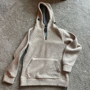 Free Planet Beige Sherpa Hoodie Sweater Men’s Medium.